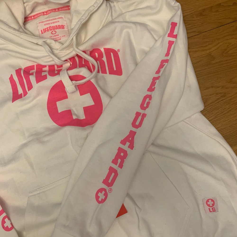 Lifeguard White Pink Pullover Hoodie Adult XXL NWT - Picture 4 of 5
